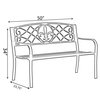 Gardenised Outdoor Garden Patio Steel Park Bench Lawn Decor with Cast Iron Unique Design Back, Black Seating Bench for Yard, Patio, Garden, Balcony, and Deck QI004257